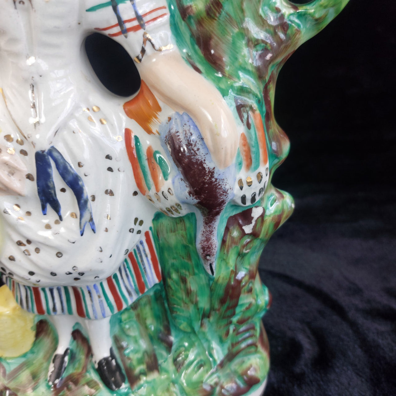 Antique Staffordshire Sampson Smith 11" 1851 Figurine Lady with Game Birds Vase 5