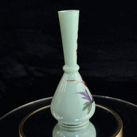 Thumbnail for Antique Milk Glass Vase Floral Red Enamel 7” Bud Bottle Style decor see pics6