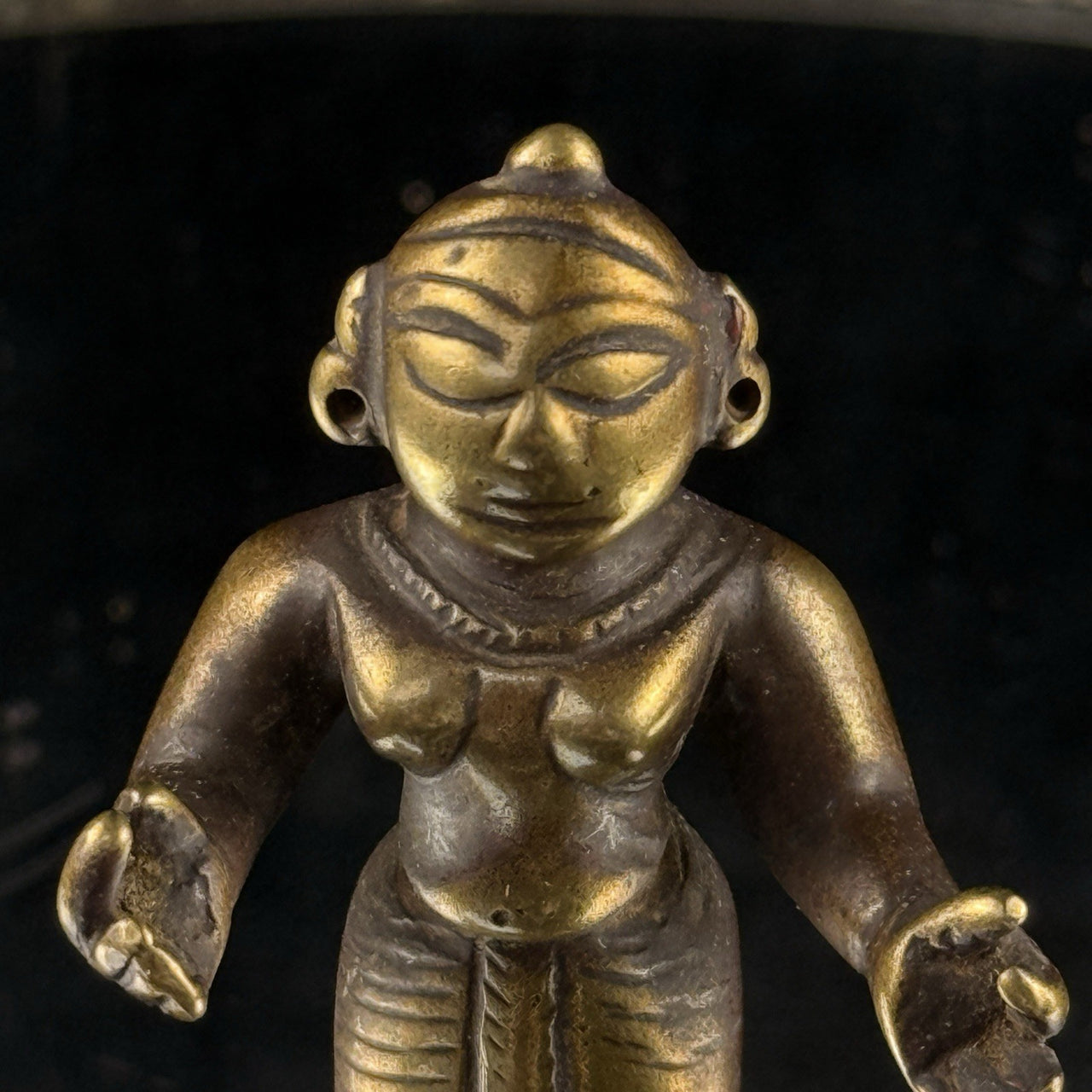 Antique Brass Indian Female Figure Of Radna 3.25” Handcrafted Tribal Folk Bengal3