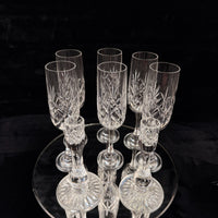 Thumbnail for Vintage Cut Crystal Glassware Set – 6 Champagne Flutes & 2 Candlestick Holders4