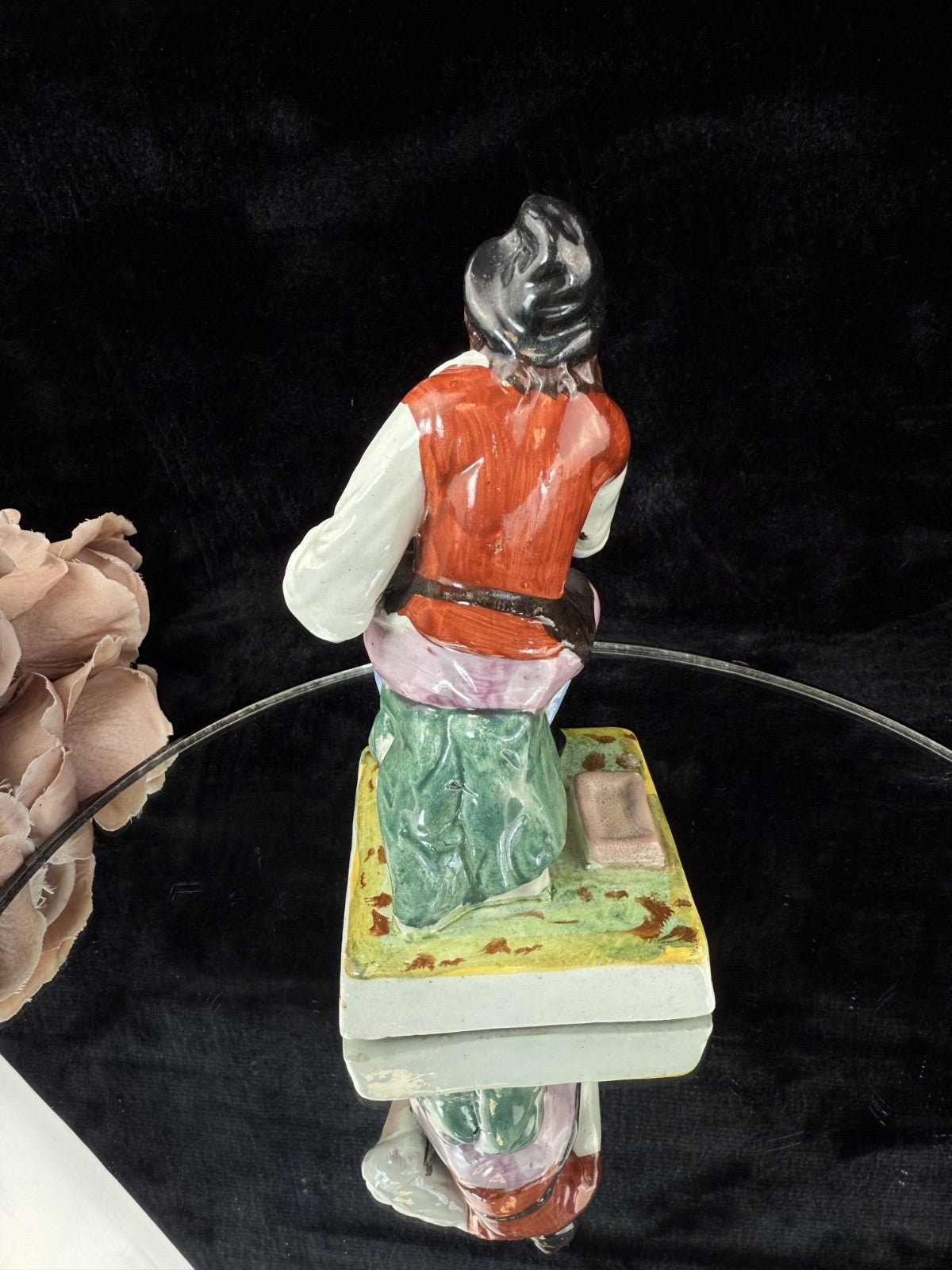 Antique 19th c Staffordshire Porcelain Figurine - Hand-Painted Cobbler Victorian5
