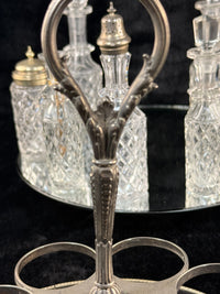 Thumbnail for Antique SilverPlated & Cut Glass Cruet Set SixBottle Castor with Stand Victoria19