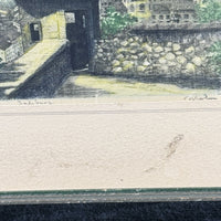 Thumbnail for Salzburg Scene Etching Watercolored on Silk Signed Framed Painting 13x11” Print6
