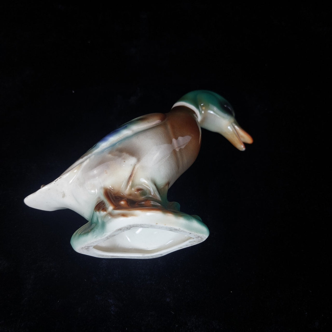 Vintage Porcelain Duck Good Figurine Mallard Green Head Glazed Ceramic Tall 5"4