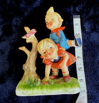Thumbnail for Hummel Vintage style Porcelain Figurine of Children with a Bird on a Tree 7in13