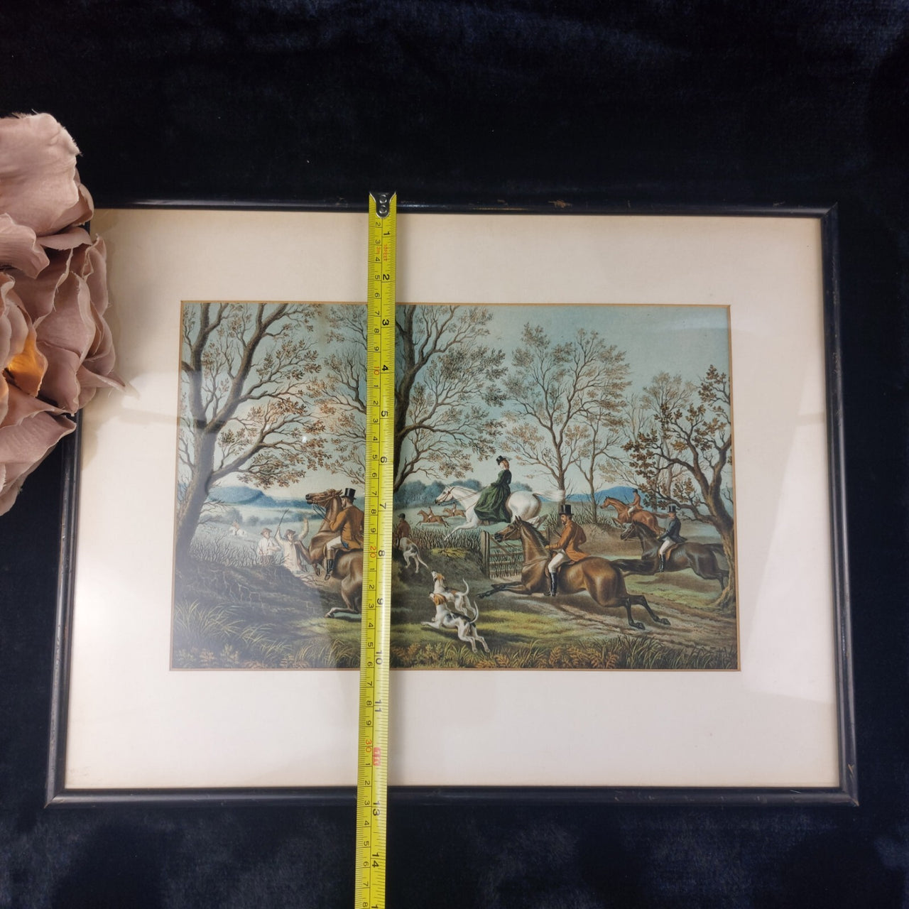19th Century Antique Framed HandColoured Steel Engraving paint Fox Hunting decor9