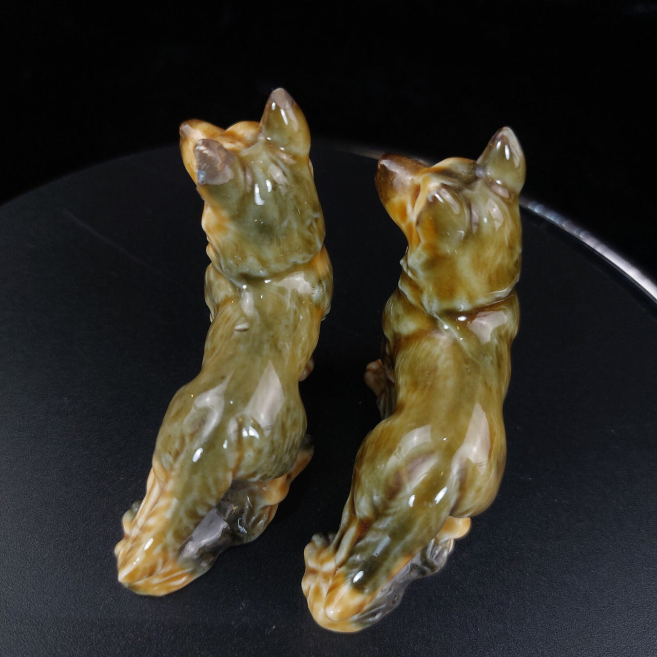 Wade German Shepherd Porcelain Pair Dog Figurines England Vintage Set ears chip10