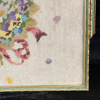 Thumbnail for Floral Framed Needlepoint Tapestry Pink Rose Daisy Bouquet 2015” Wood Frame.5