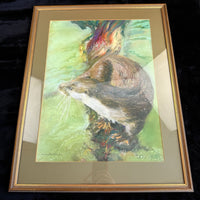 Thumbnail for Otter in Water Signed Shirley Williams original Watercolor Painting framed large10