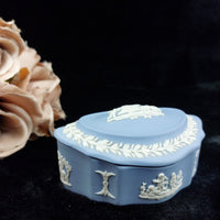 Thumbnail for Wedgwood Jasperware Blue Design Classical Cherub Oval Trinket Box – Vintage1