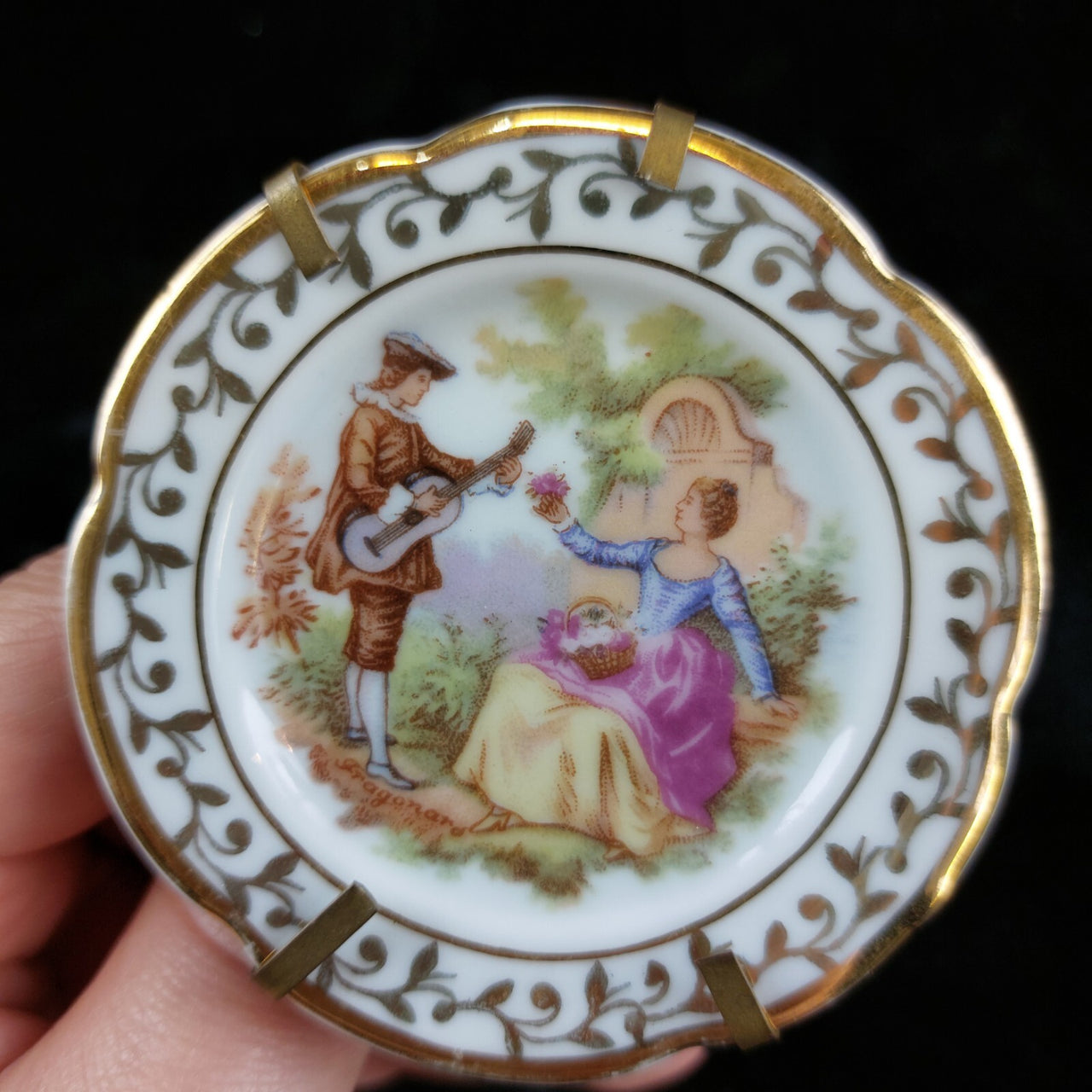 Limoges Royal Blue  Glaze & Decorative Plate  Miniature Porcelain  Wall 3 Plates17