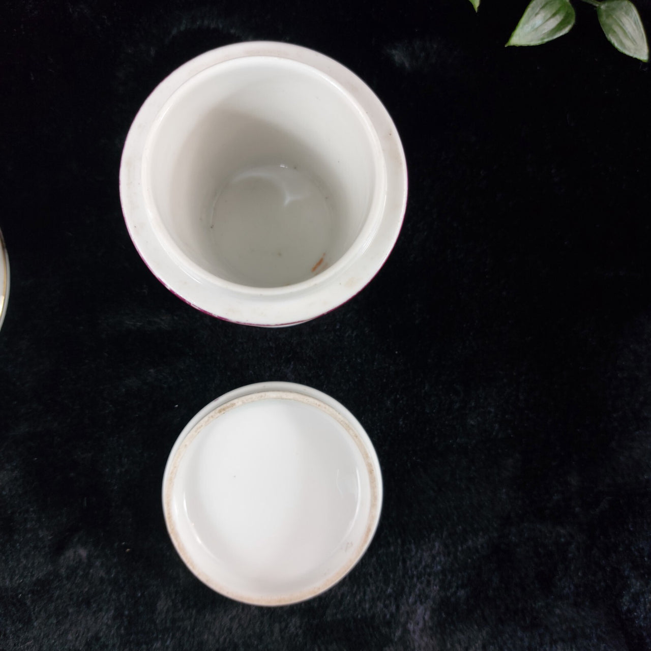 Staffordshire Crown Set Porcelain of 2 Small Canister & Trinket Box Fine China13