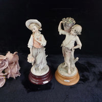 Thumbnail for Capodimonte G Armani Boy & Girl Pair Figurines Signed  chipped Grapes   0
