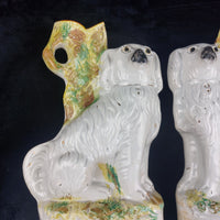 Thumbnail for Rare Antique Dog Staffordshire Pair 13â Mantle porcelain Victorian decor White17