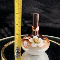 Thumbnail for Antique Vintage Japanese Mini Vase Hand Painted Brown White Floral Narrow Neck 44
