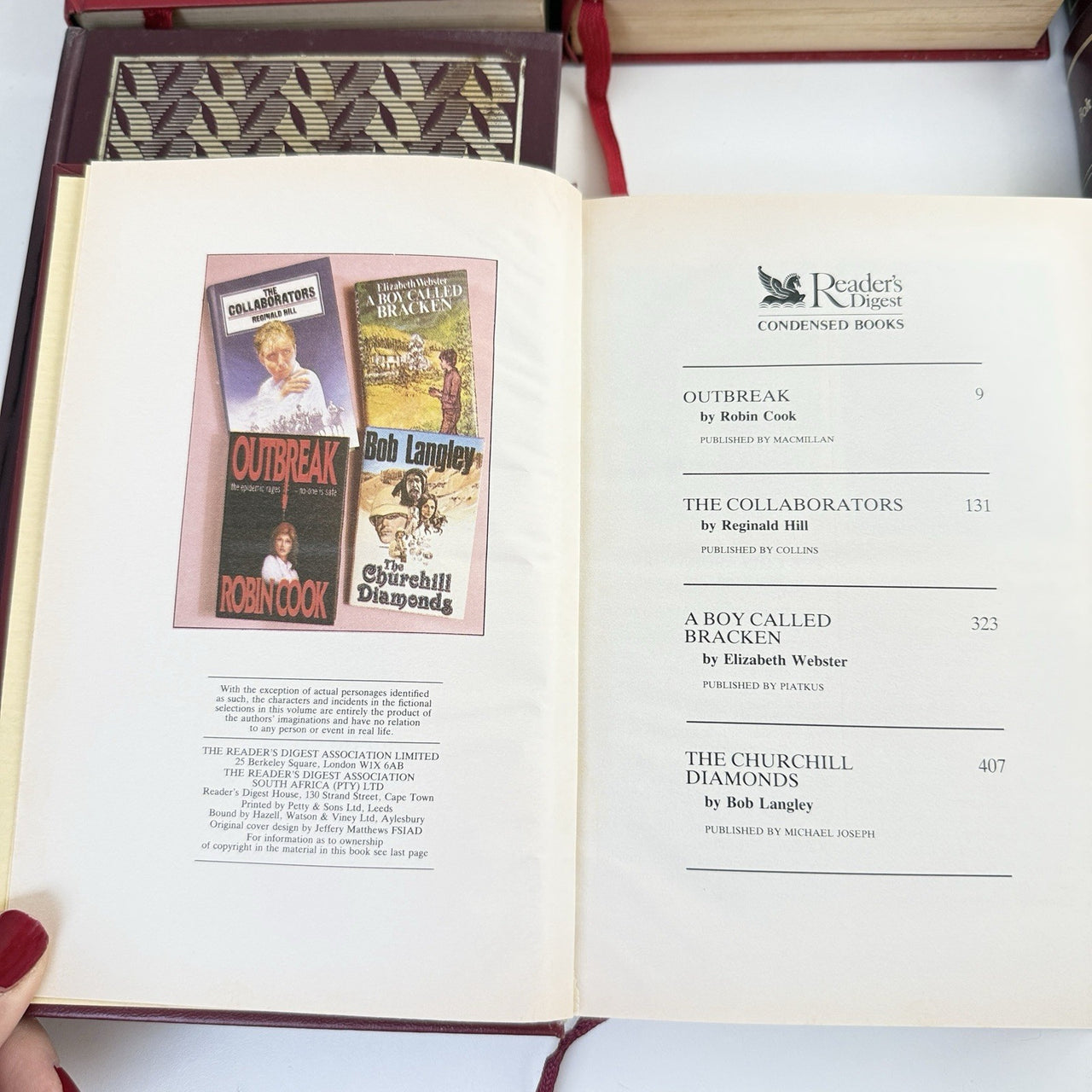 Reader’s Digest Condensed Books Set x6 1980s 90s Gold Burgundy Hardcover Deco10
