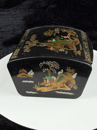 Thumbnail for Vintage Quality Japanese Style Black Lacquer Trinket Box with FoldUp Lid, Hand7