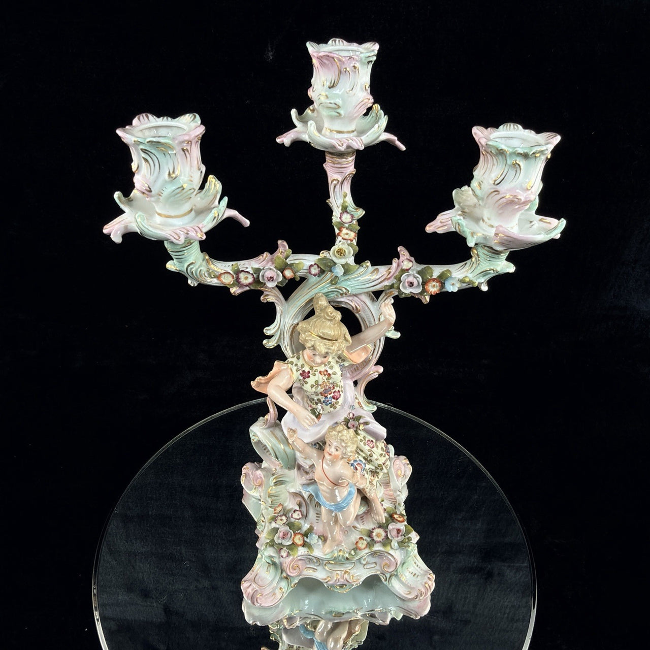Antique Dresden Meissen Style Sitzendorf Porcelain Candelabra 19th Century Decor3