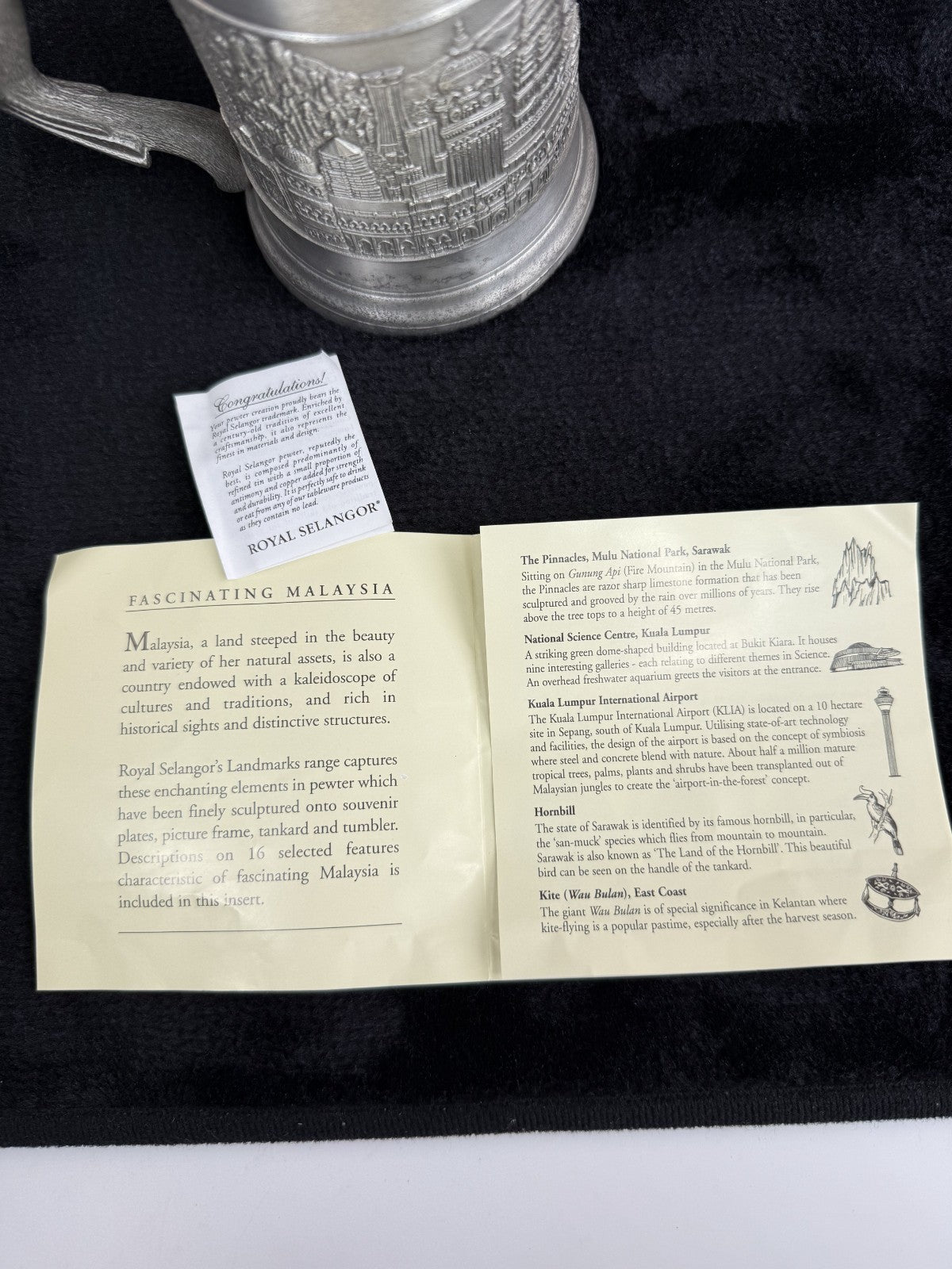 Royal Malaysian Selangor Landmarks Pewter Tankard / Mug with certificate Repro4