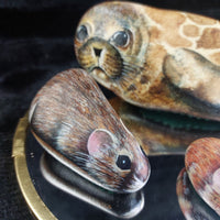 Thumbnail for Rare M. Leadbetter 1978-80 Painted Stone Animals Seal, Wood Mouse, Harvest Mouse10