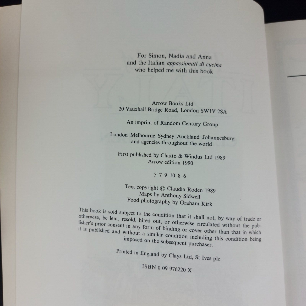 The Food of Italy 1990 by Claudia Roden Regional Italian cookbook gift xmas5