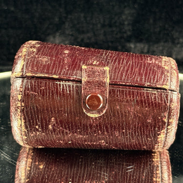 Vintageantique Leather Travel Case Cylindrical Burgundy Snap Closure 1920s deco1