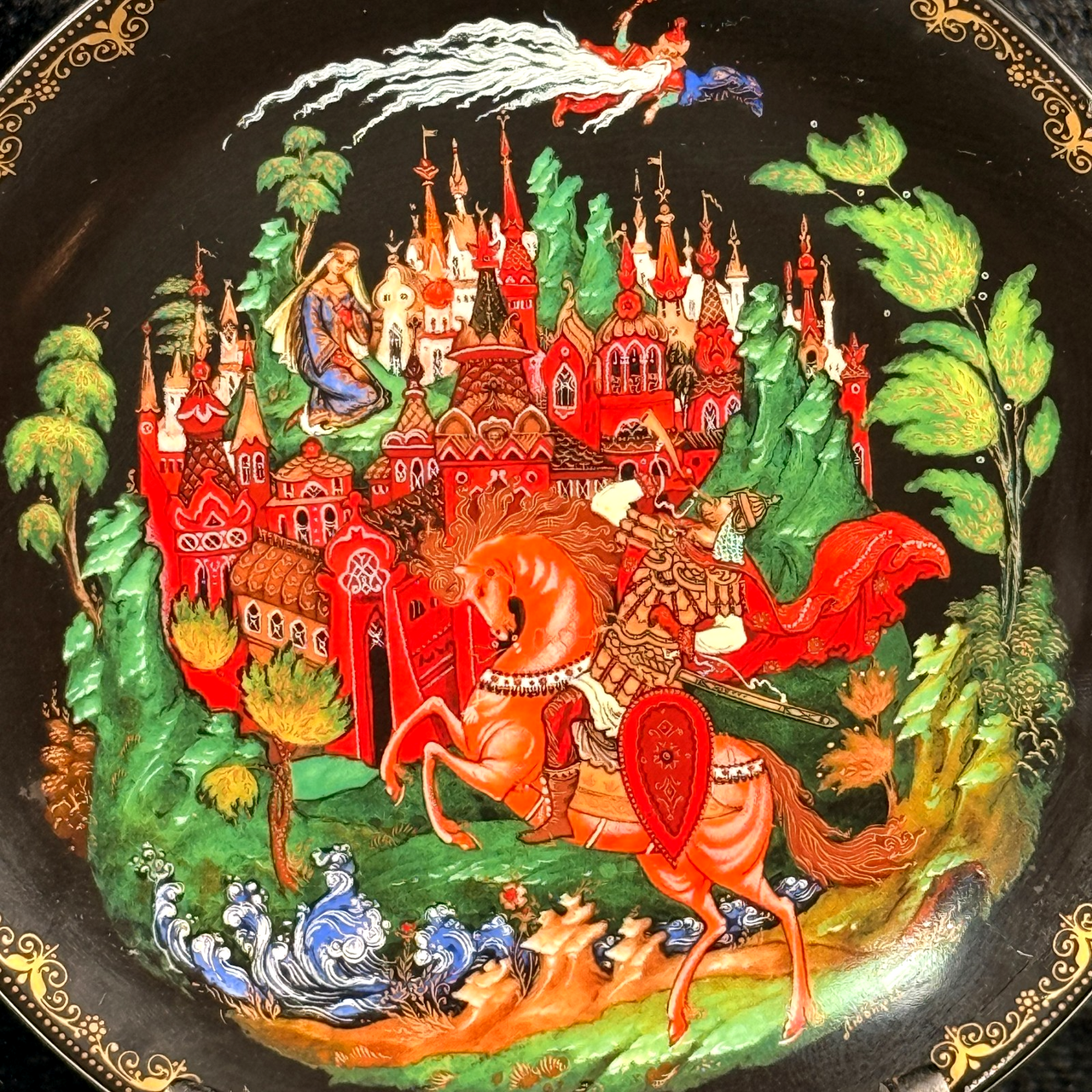 Royal Grimwades Winton English Hunting Scene Plate & Palekh 1988 Ruslan decor7
