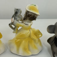 Thumbnail for Vintage Korea Figurines Girl with Cat & Mice Set Hand Painted Ceramic 1950s11