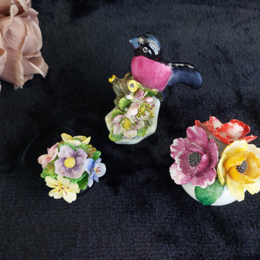 Royal Adderley Bullfinch Floral Figurines Lot – Acceptable Chips England Bone Ch1