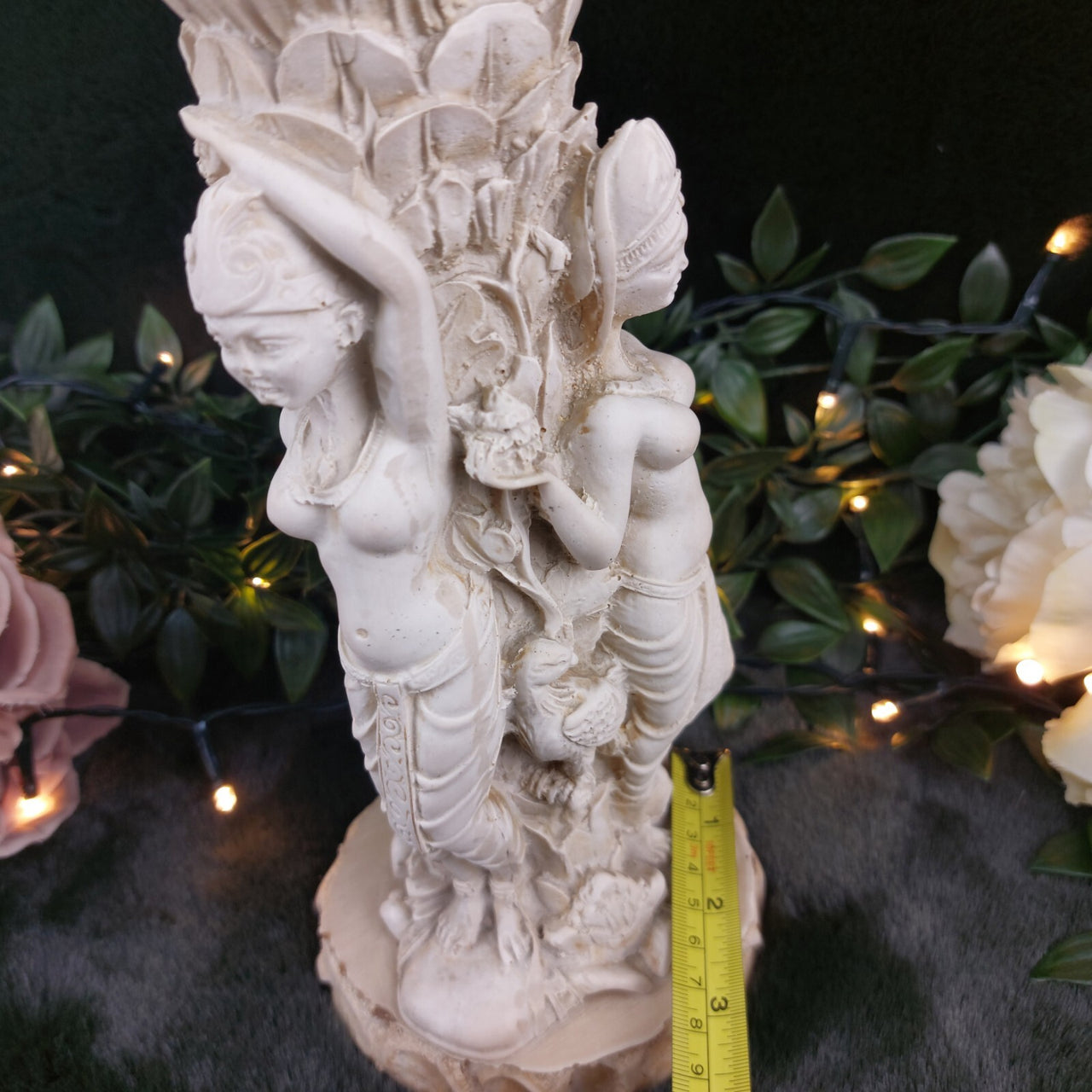 Vintage Hindu Temple Dancer Sculpture Vase – Ornate Goddess Figurine, Damaged5