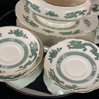 Thumbnail for Royal England Cauldon Green Dragon Serving Set x6 – Vintage Ironstone China11