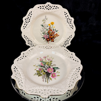 Thumbnail for Royal Creamware Floral Gift Plates x2 Buttercups Wild Roses Ltd Ed England 10.5