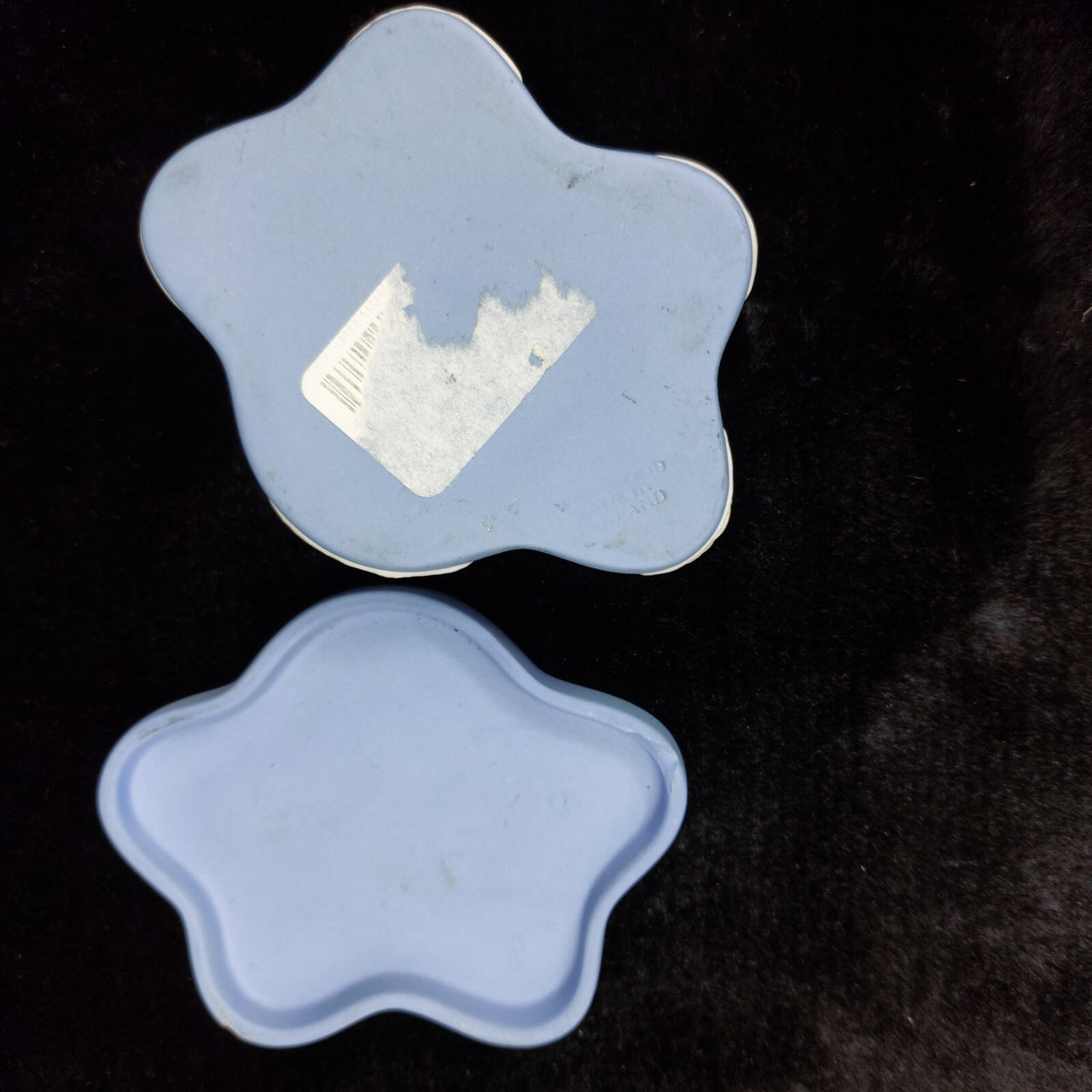 Wedgwood Blue Jasperware Trinket Small Pentagon   Box , Cherub Mot   & Floral  6