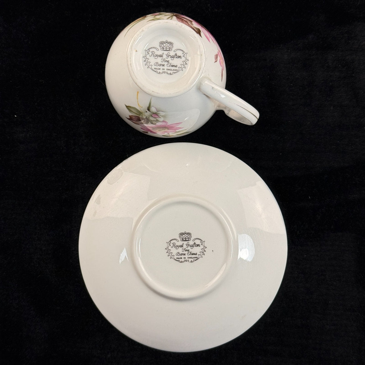 Royal Grafton Fine Bone China Tea Set Pink Floral 14 Piece England Vintage Gold.5
