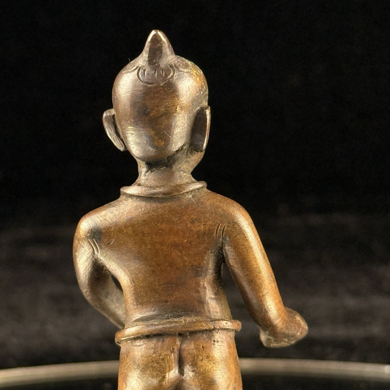 Antique Bronze Tribal Figure African Style Metal Sculpture – Worn Hand. 4” Tall 7