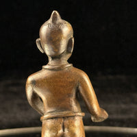 Thumbnail for Antique Bronze Tribal Figure African Style Metal Sculpture – Worn Hand. 4” Tall 7
