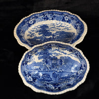 Thumbnail for Adams Cattle Scenery Blue Transferware Tureen with Lid 11