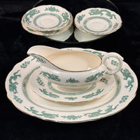 Thumbnail for Royal England Cauldon Green Dragon Serving Set x6 – Vintage Ironstone China17