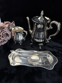 Thumbnail for Vintage SilverPlated Serving Tray and serving Spoon Set rectengle plate11