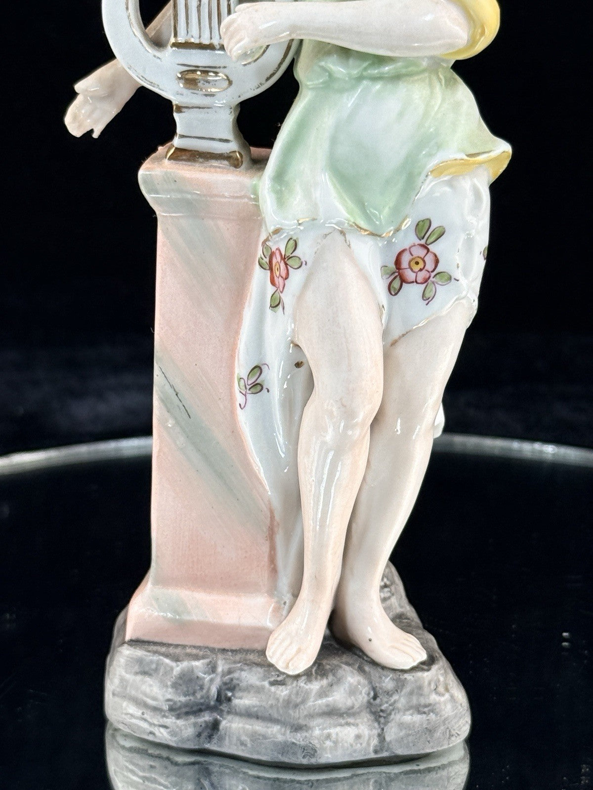 Antique German Porcelain Lady Lyre Figurine Musician Victorian Style Decor2