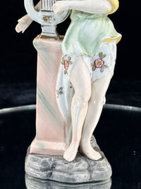 Thumbnail for Antique German Porcelain Lady Lyre Figurine Musician Victorian Style Decor2