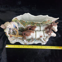 Thumbnail for Rococo Antique Dresden Style Figural Group Vase Man Ploughing Oxen Hand Painted12