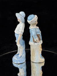 Thumbnail for Antique 19th c German Porcelain Figurine Pair Two Children Bisque &Glazed Finish12