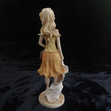Resin Girl Figurine with Purse & Dress Blonde Vintage Style Statue  10