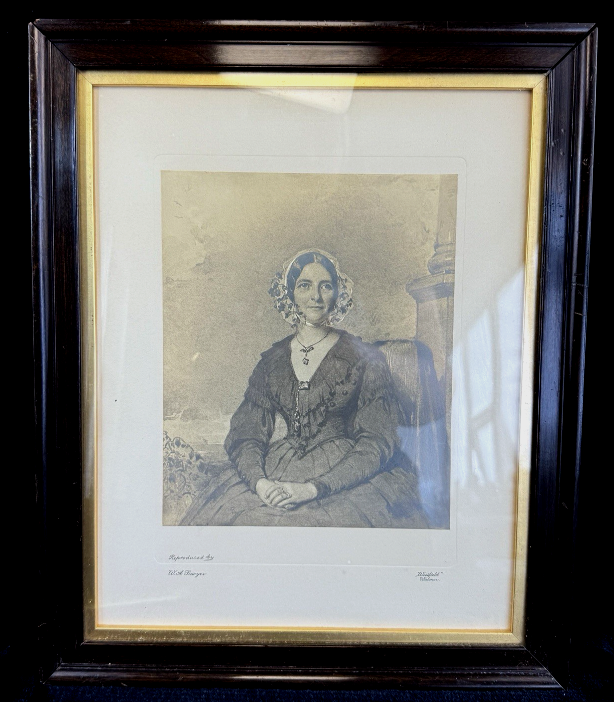 Rare Antique Engraving of Mrs Murray by W. A. Sawyer Historical Portrait Print0