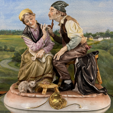 Fuji Figure Porcelain Couple Scene Large Figurine 9.5in display bookshelf decor0