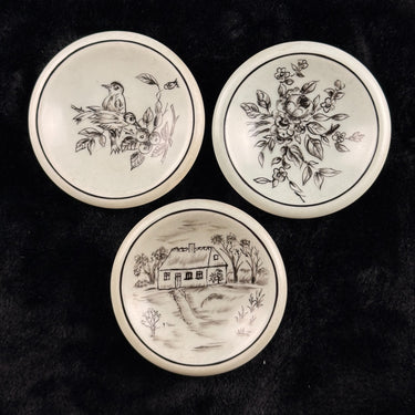 Heinrich Bavaria Miniature Plates Set of 3 Signed M Birus Birds Cottage Germany1