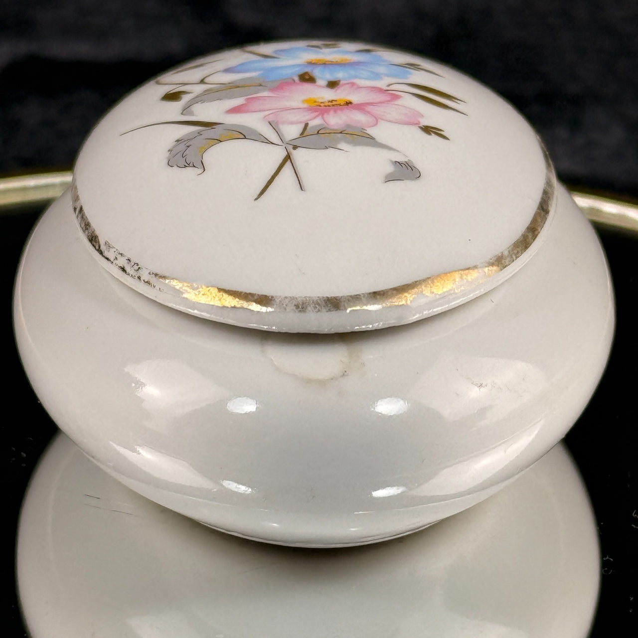 Pâte MPA de Limoges France Oval Trinket Box Jewelry Casket Floral Gold Trim see10