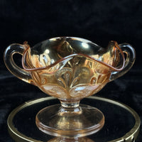 Thumbnail for Vintage Marigold Carnival Glass Bonbon Dish Pedestal Bowl Swirl 3.5” Pattern0