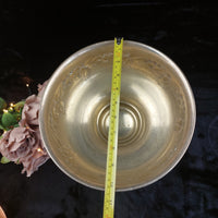 Thumbnail for Vintage Brass Pedestal vase Bowl gold Floral Embossed 10